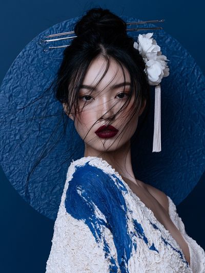 Blue Geisha Portrait Photography Poster.