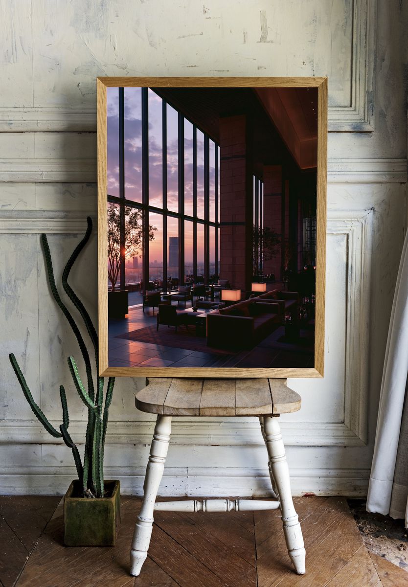Sunset Skyline Lounge Photography Poster. — room view 1