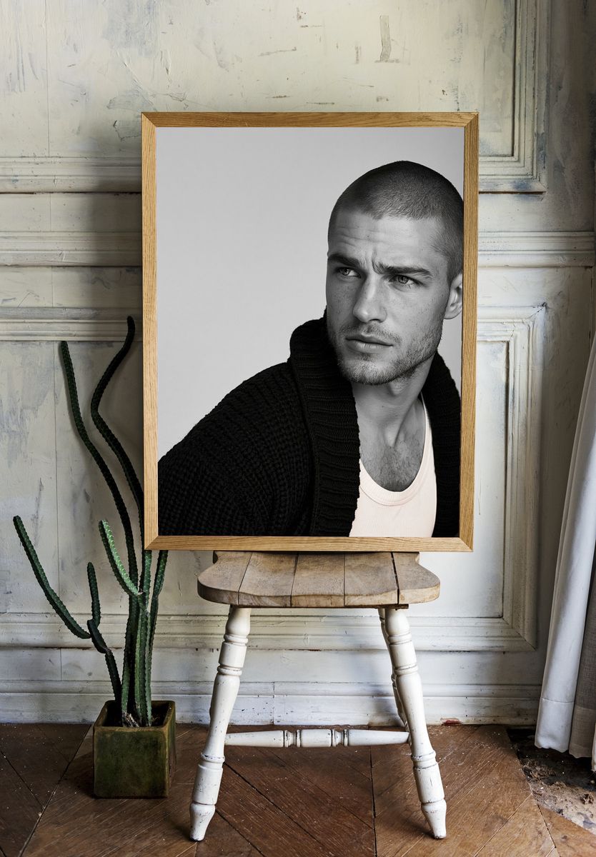 Monochrome Male Portrait Photography Poster. — room view 1