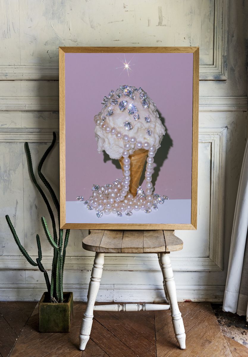 Pearl Ice Cream Cone Photography Poster. — room view 1