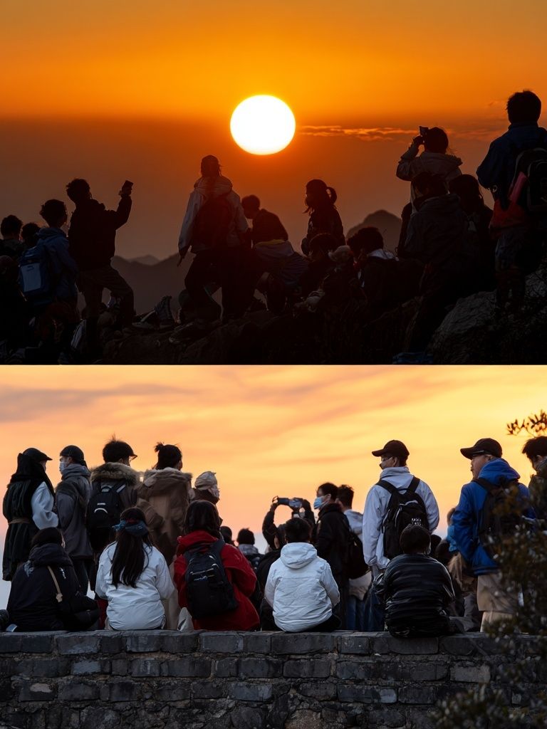 Sunset Crowd Silhouette Photography Poster. poster detail