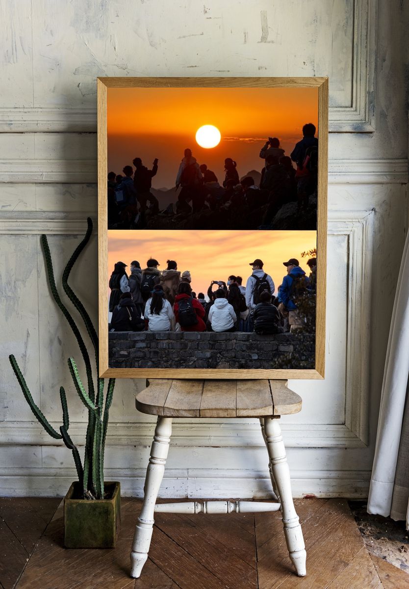 Sunset Crowd Silhouette Photography Poster. — room view 1