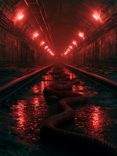 Red Tunnel Snake Photography Print.