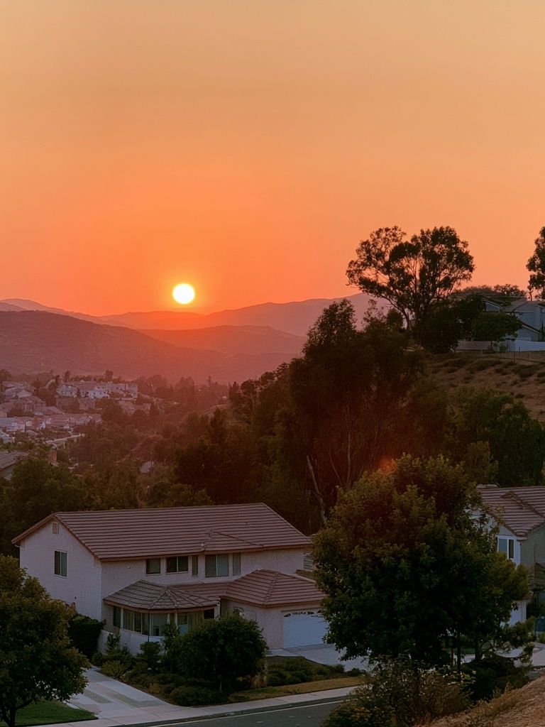 Sunset Hillside Neighborhood Photography Poster. poster detail
