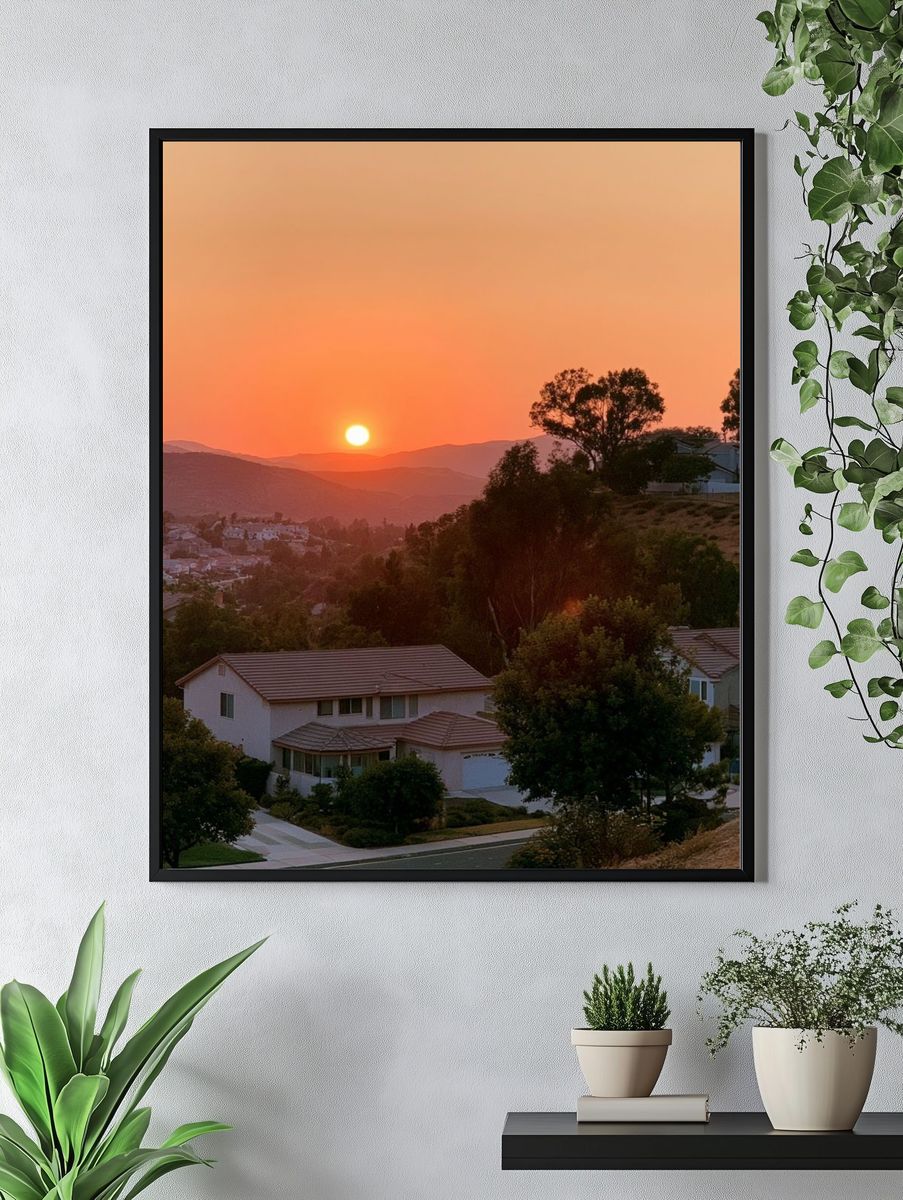 Sunset Hillside Neighborhood Photography Poster. — room view 4