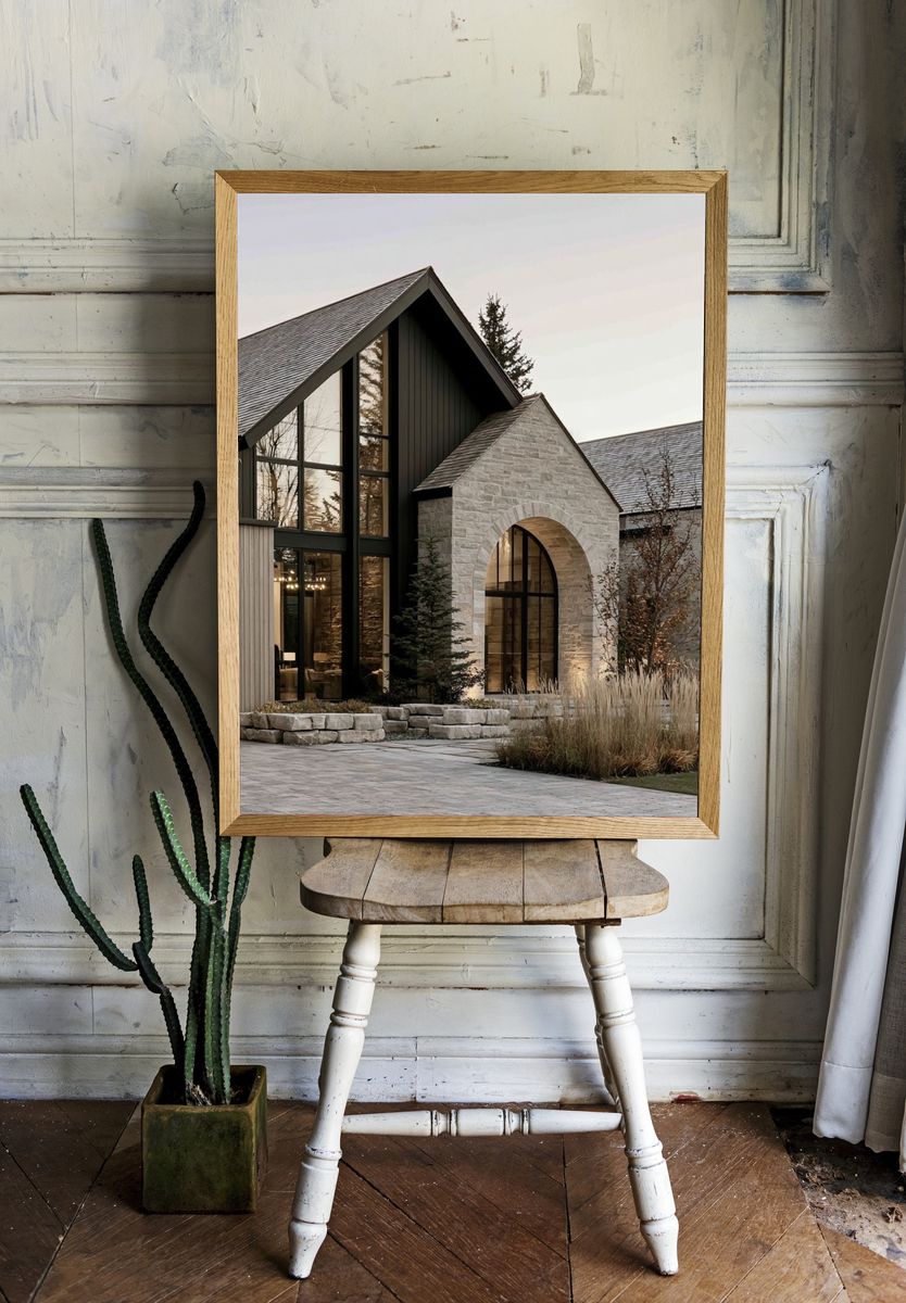 Modern Stone House Photography Poster. room preview