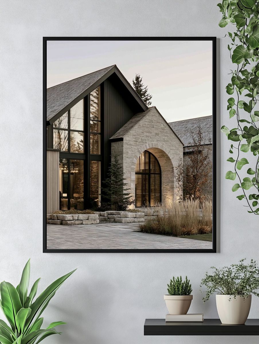 Modern Stone House Photography Poster. — room view 4