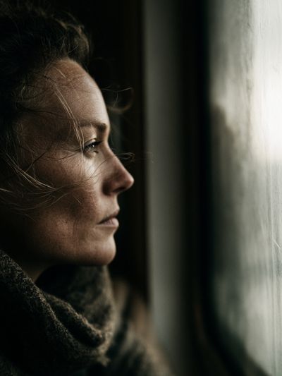 Contemplative Woman Portrait Print.