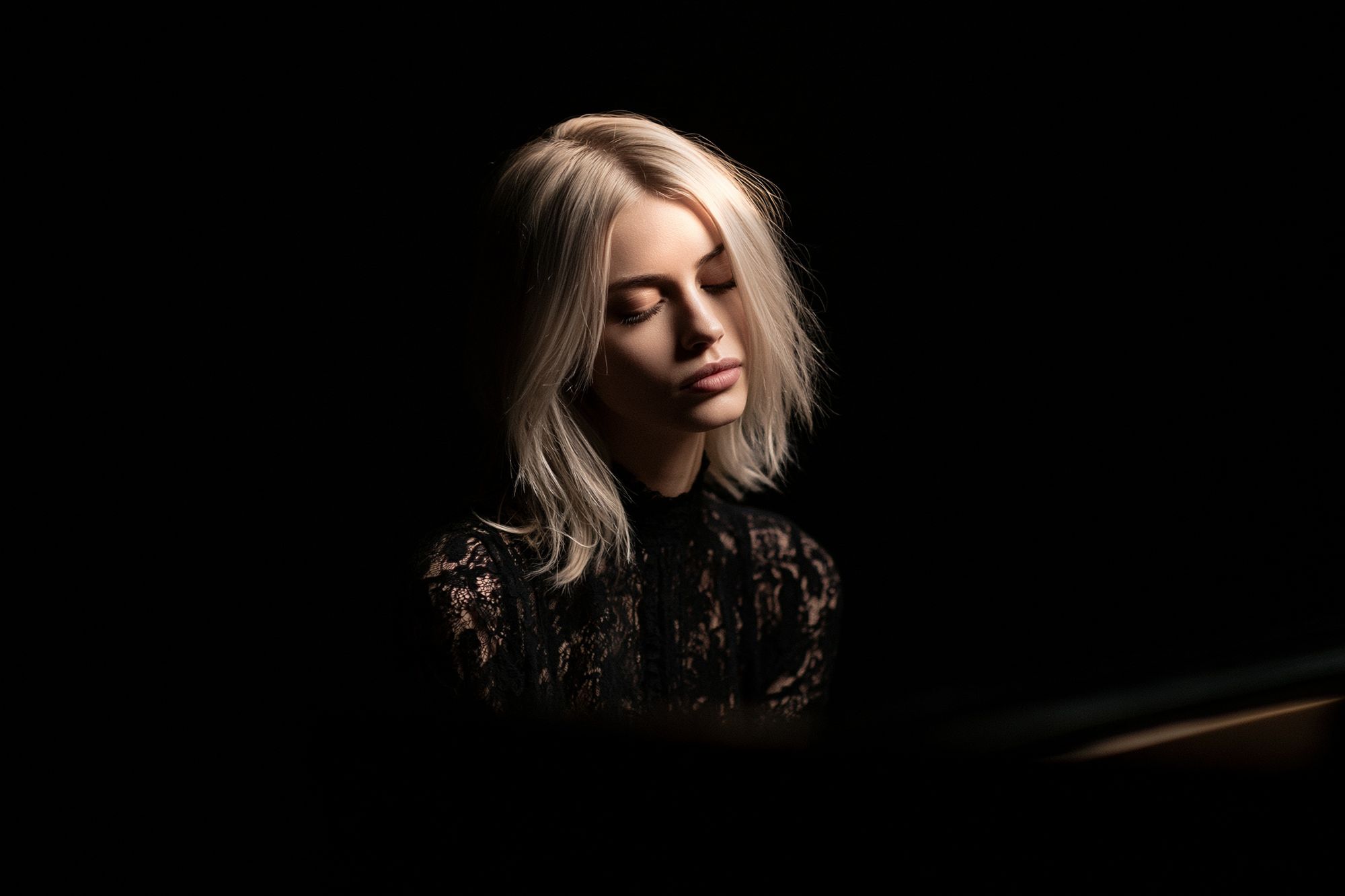 Moody Blonde Portrait Photography Poster. poster detail