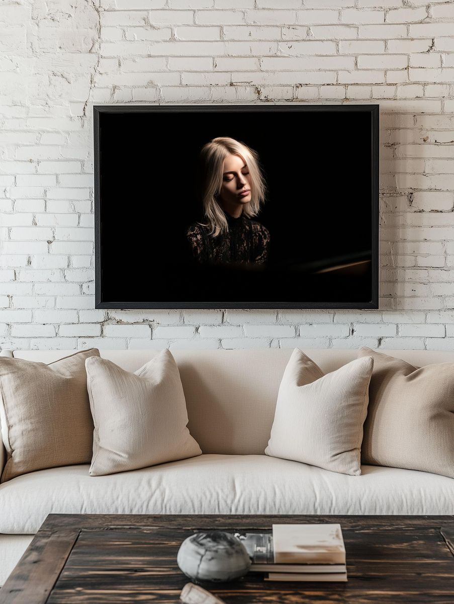 Moody Blonde Portrait Photography Poster. — room view 1
