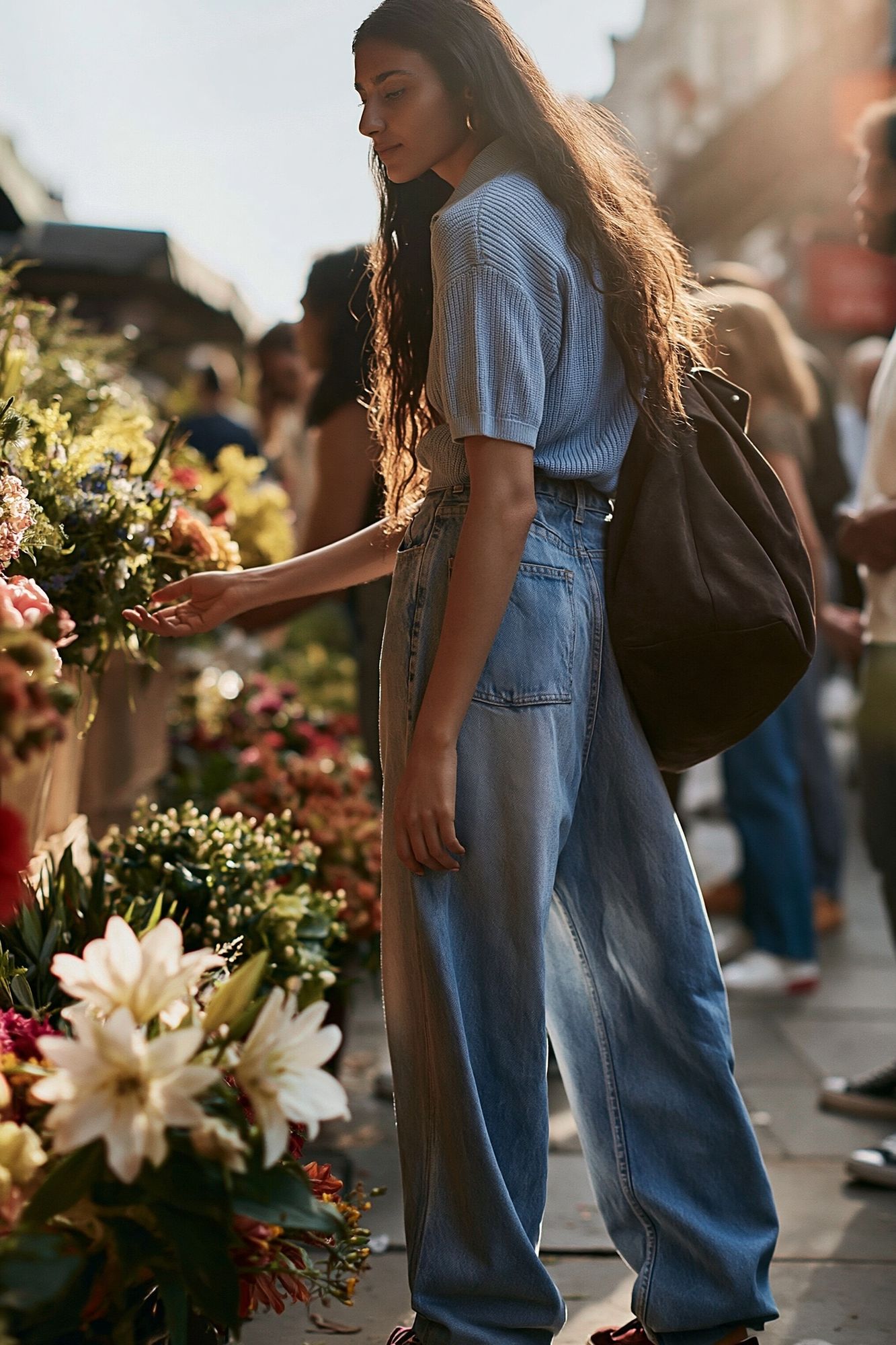 Flower Market Street Portrait Poster. poster detail
