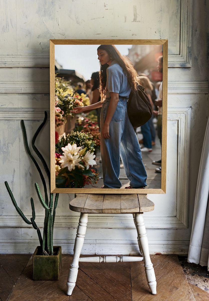 Flower Market Street Portrait Poster. room preview