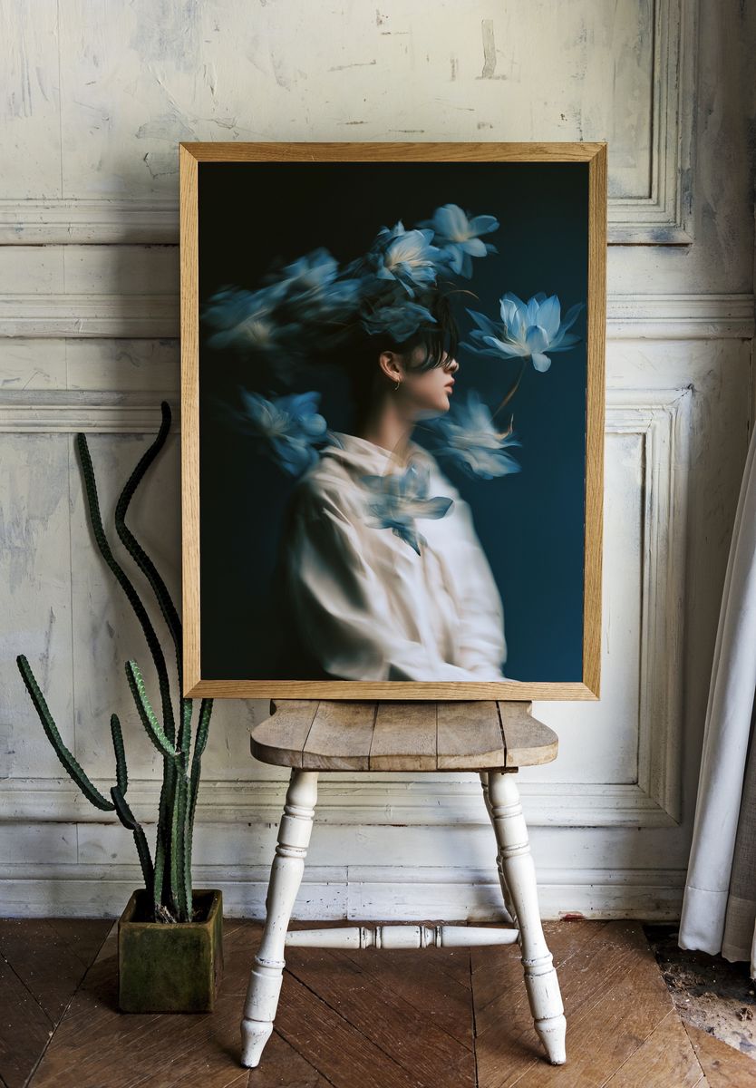 Dreamy Floral Portrait Photography Poster. room preview