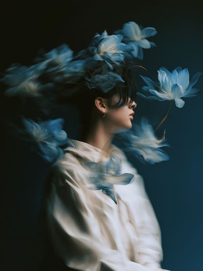 Dreamy Floral Portrait Photography Poster.