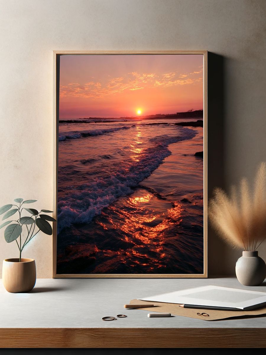 Sunset Shoreline Photography Poster. — room view 2