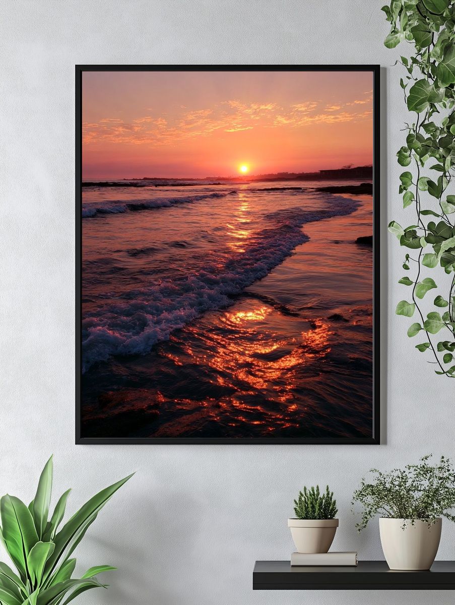 Sunset Shoreline Photography Poster. — room view 4