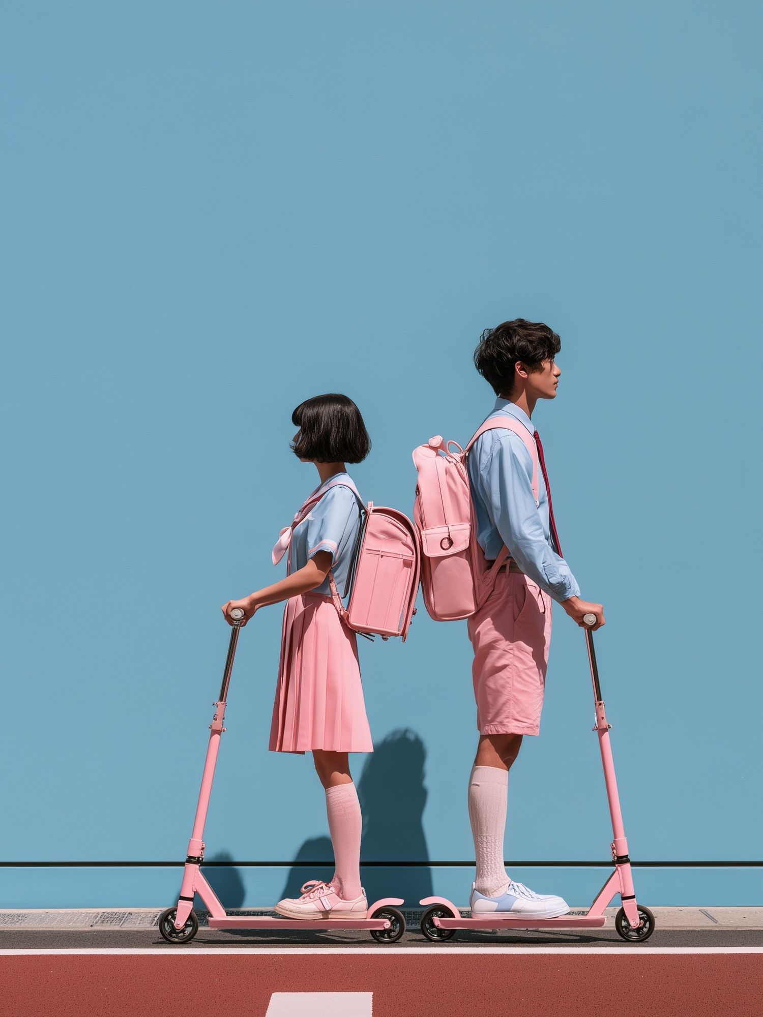 Pastel Scooter Couple Photography Poster. poster detail