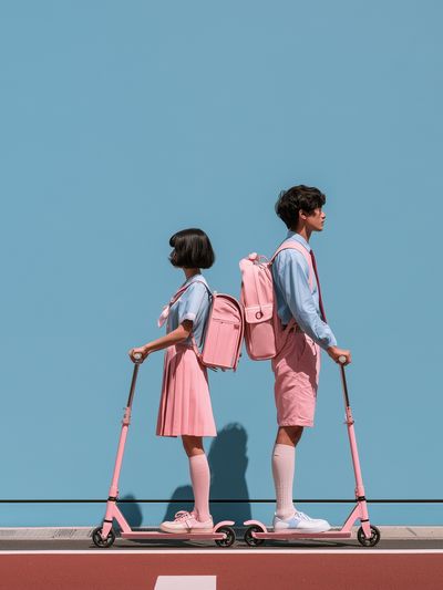 Pastel Scooter Couple Photography Poster.