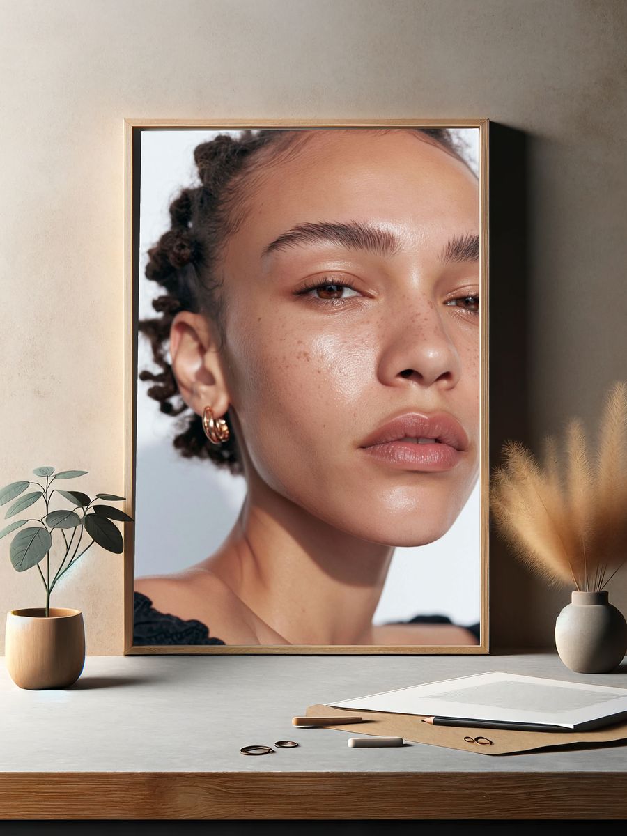 Freckled Portrait Photography Poster. — room view 2