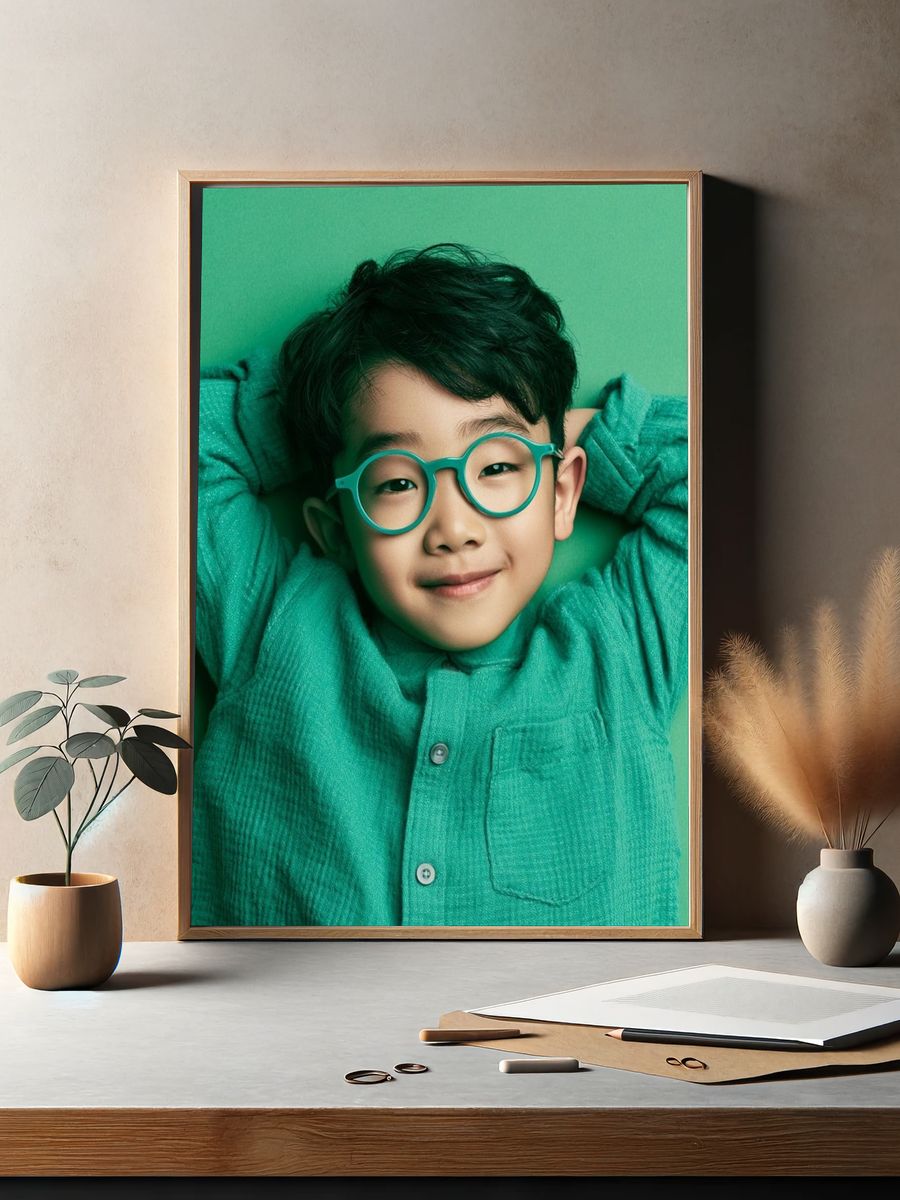 Smiling Boy Portrait Photography Poster. — room view 2