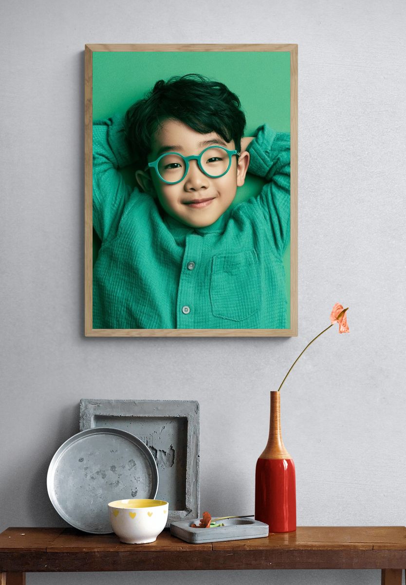 Smiling Boy Portrait Photography Poster. — room view 3