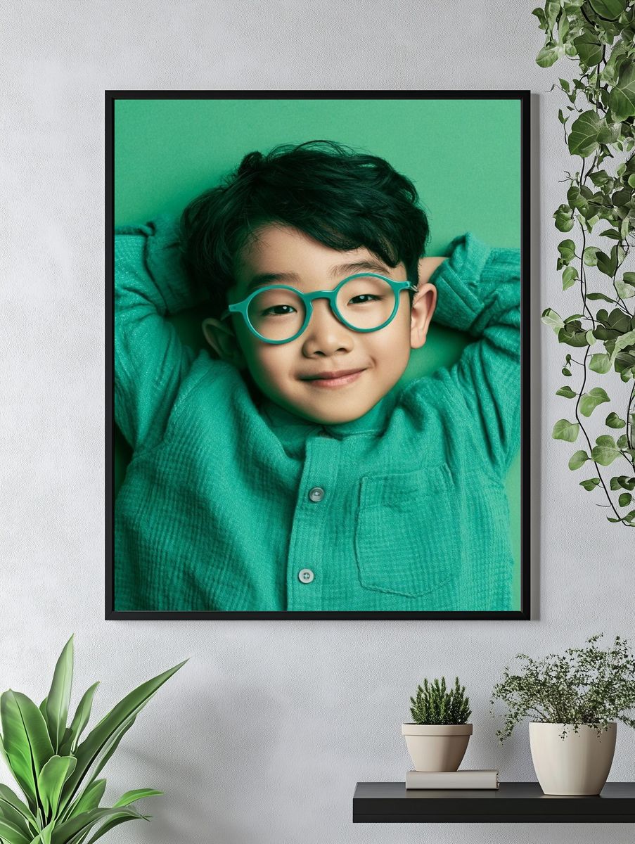 Smiling Boy Portrait Photography Poster. — room view 4