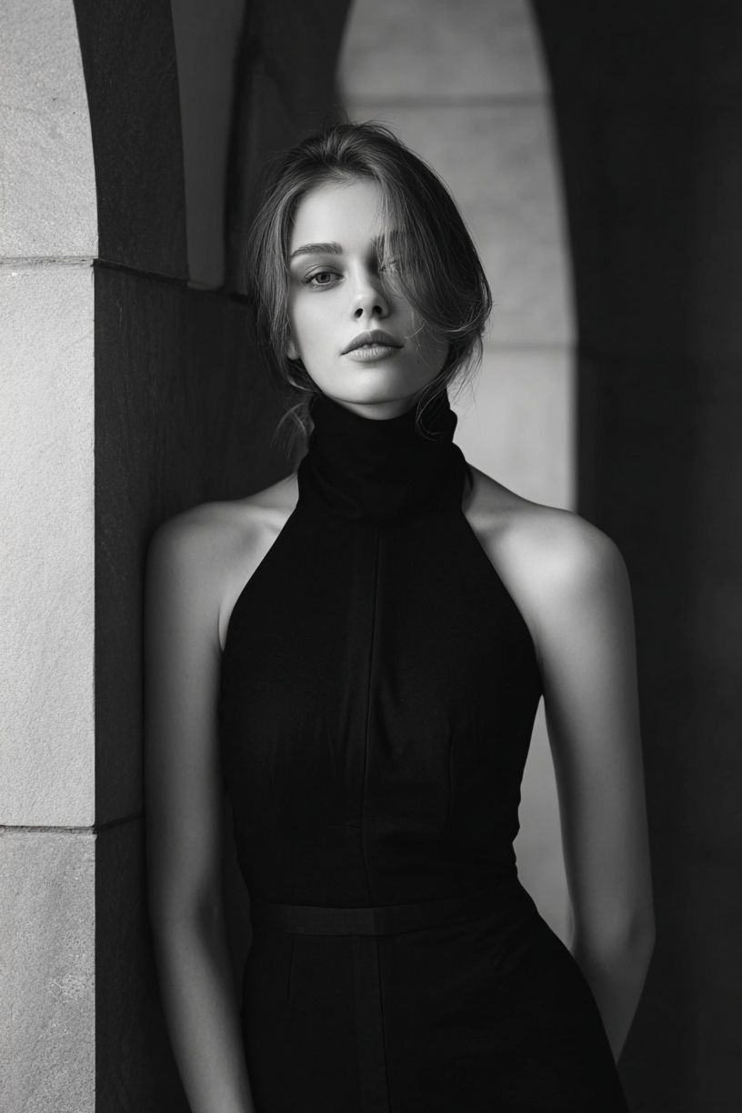 Elegant Monochrome Portrait Poster. poster — photography art
