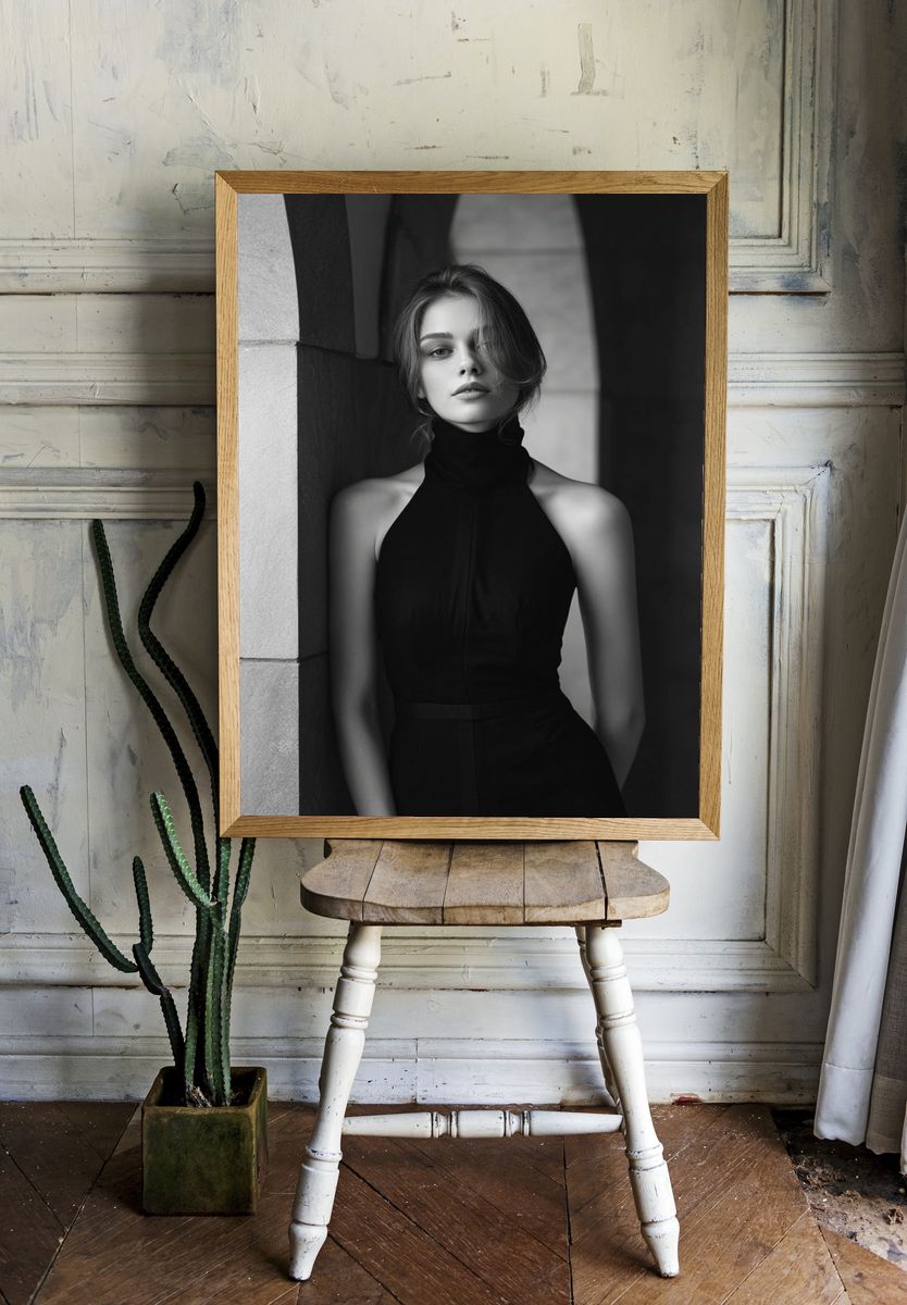 Elegant Monochrome Portrait Poster. — room view 1