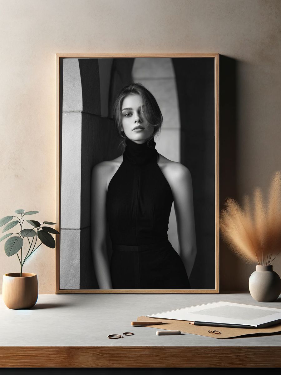 Elegant Monochrome Portrait Poster. — room view 2