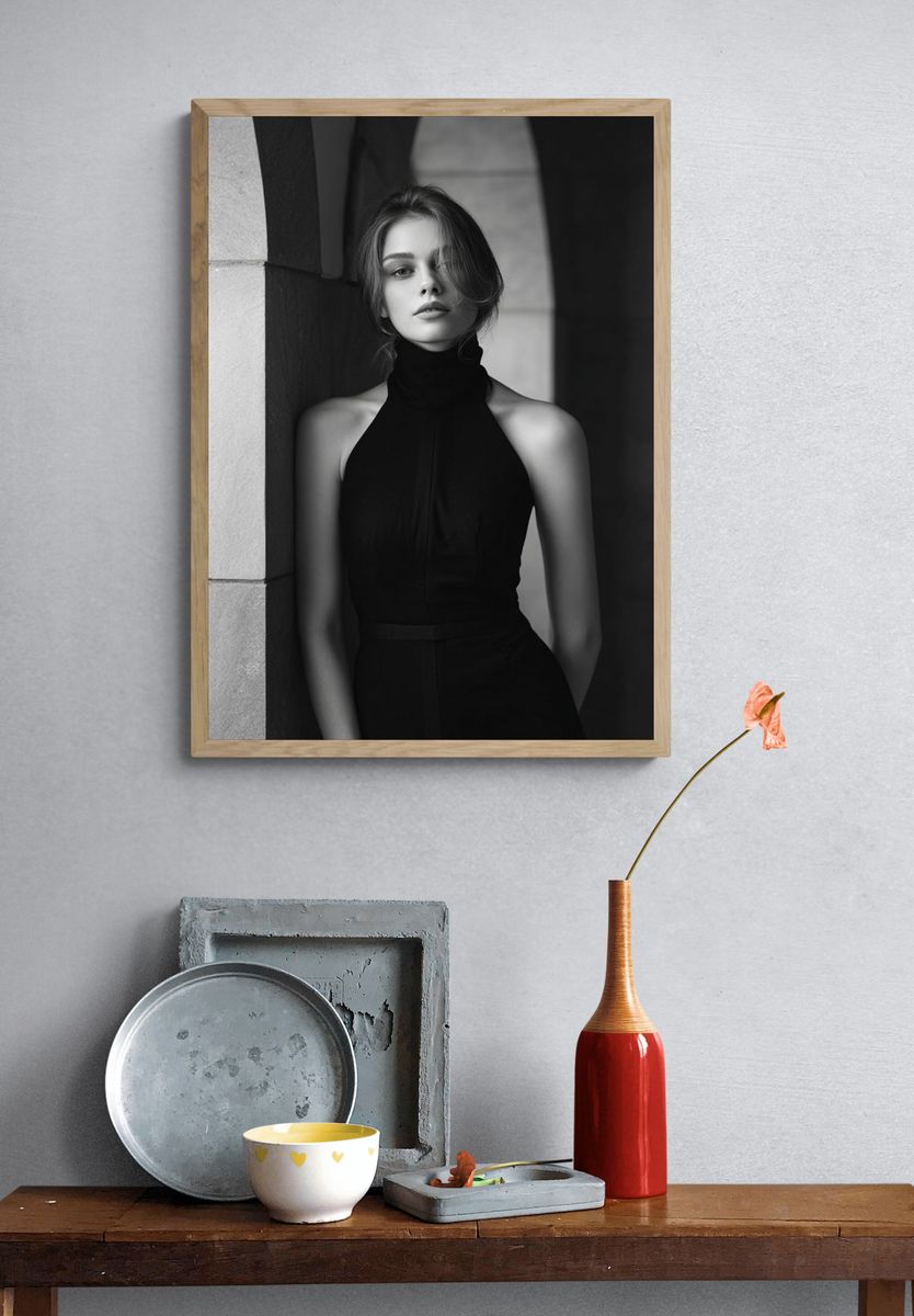 Elegant Monochrome Portrait Poster. — room view 3
