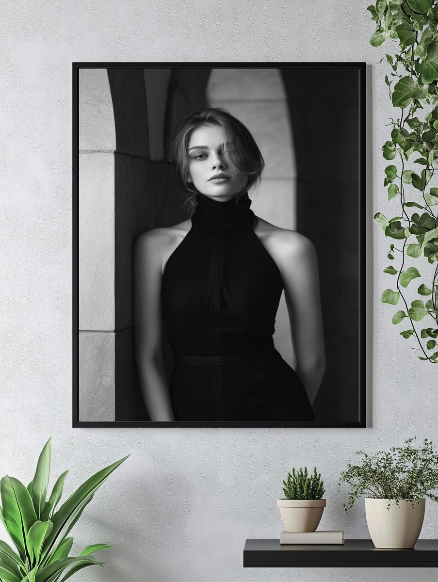 Elegant Monochrome Portrait Poster. — room view 4