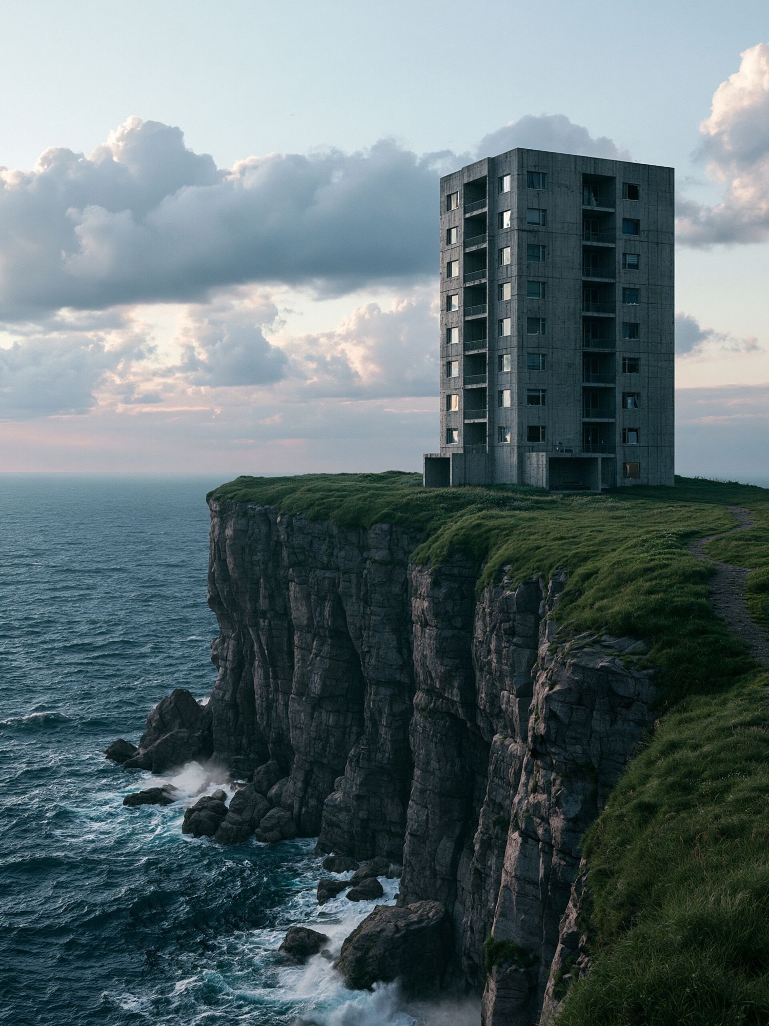 Cliffside Tower Coastal Photography Poster. poster detail