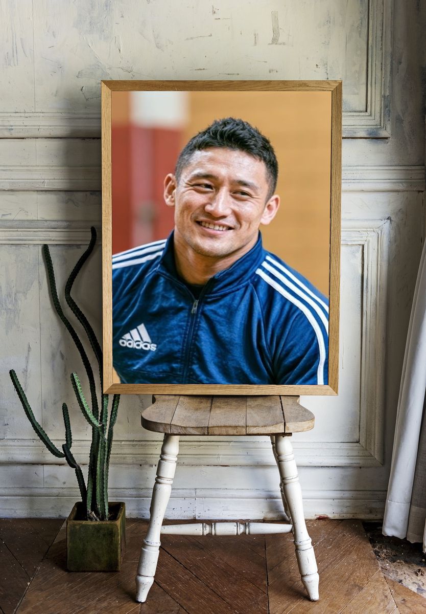 Smiling Athlete Portrait Poster. room preview