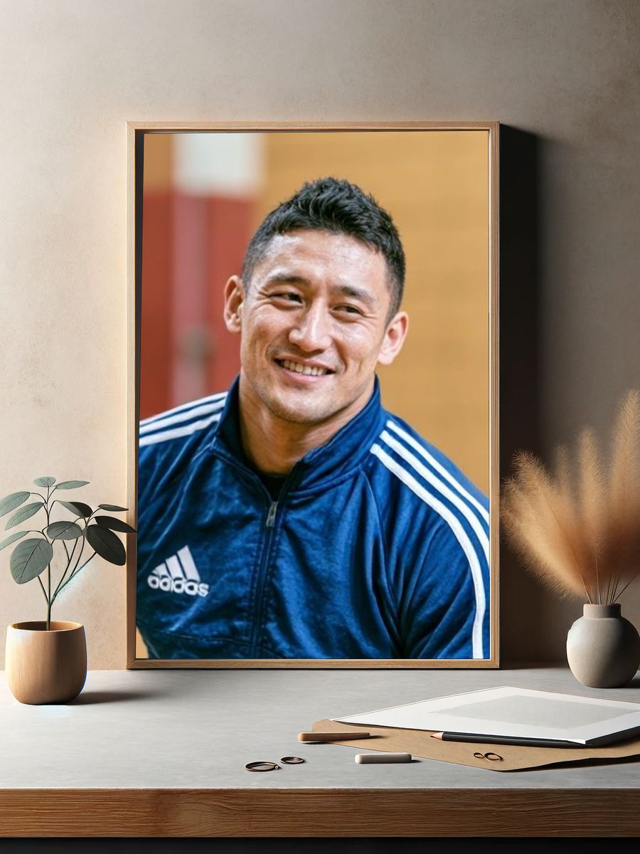 Smiling Athlete Portrait Poster. — room view 2