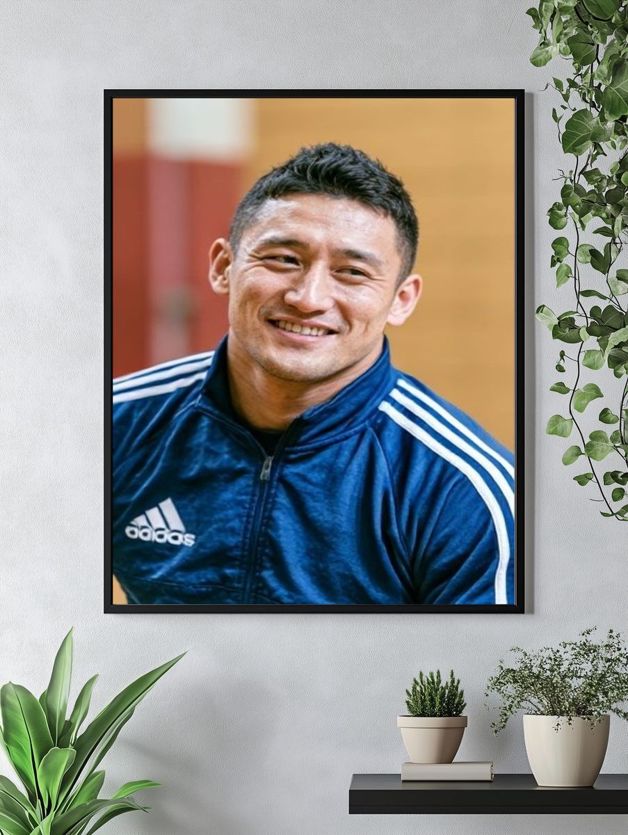 Smiling Athlete Portrait Poster. — room view 4