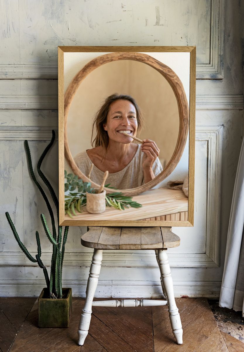 Morning Self-Care Portrait Photography Poster. room preview