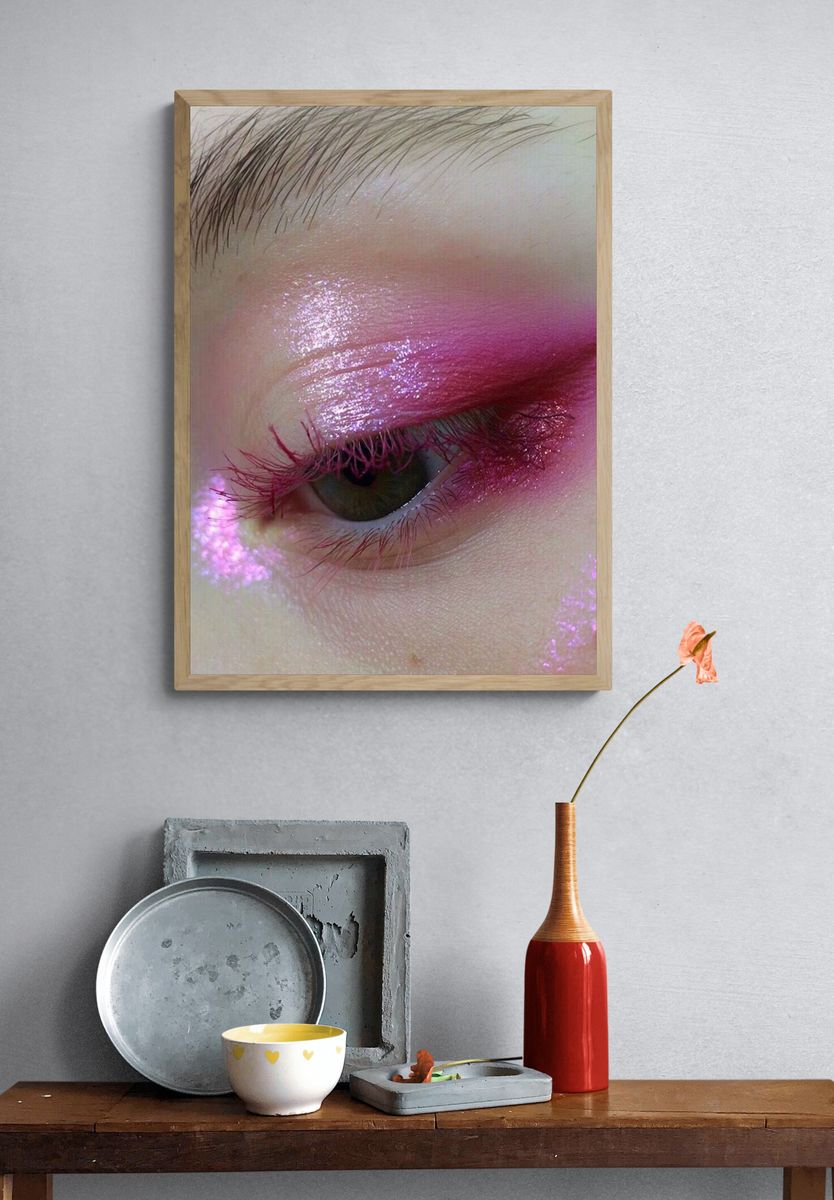 Pink Eye Makeup Photography Poster. — room view 3