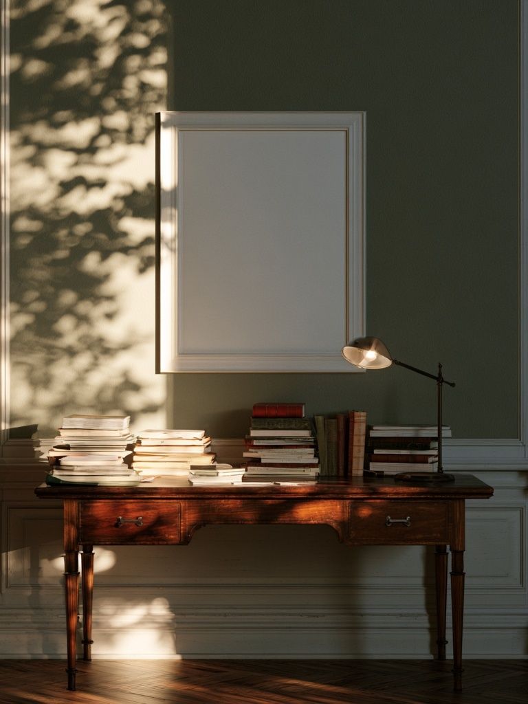 Sunlit Study Desk Photography Poster. poster — photography art