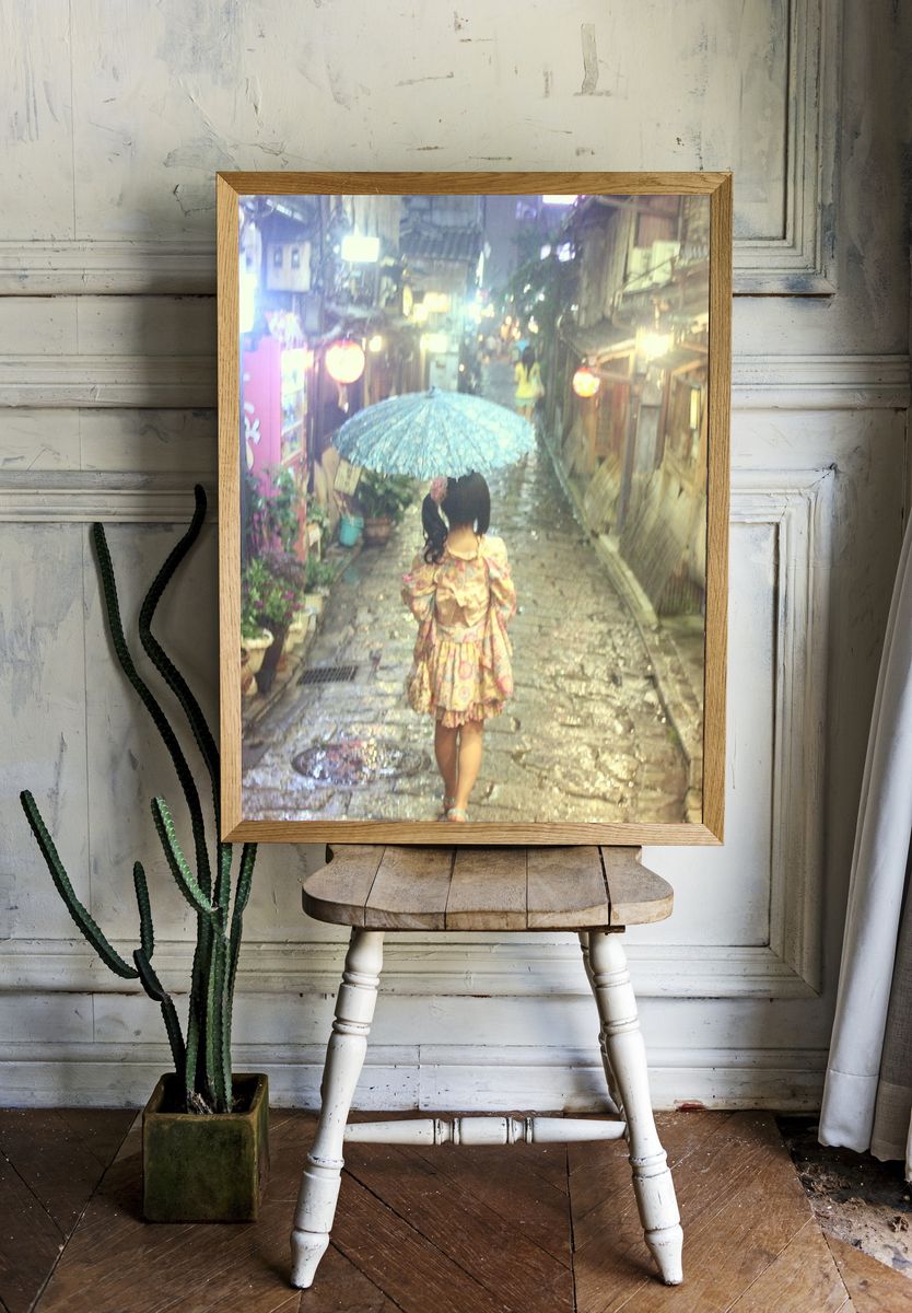 Rainy Alley Girl Photography Poster. — room view 1