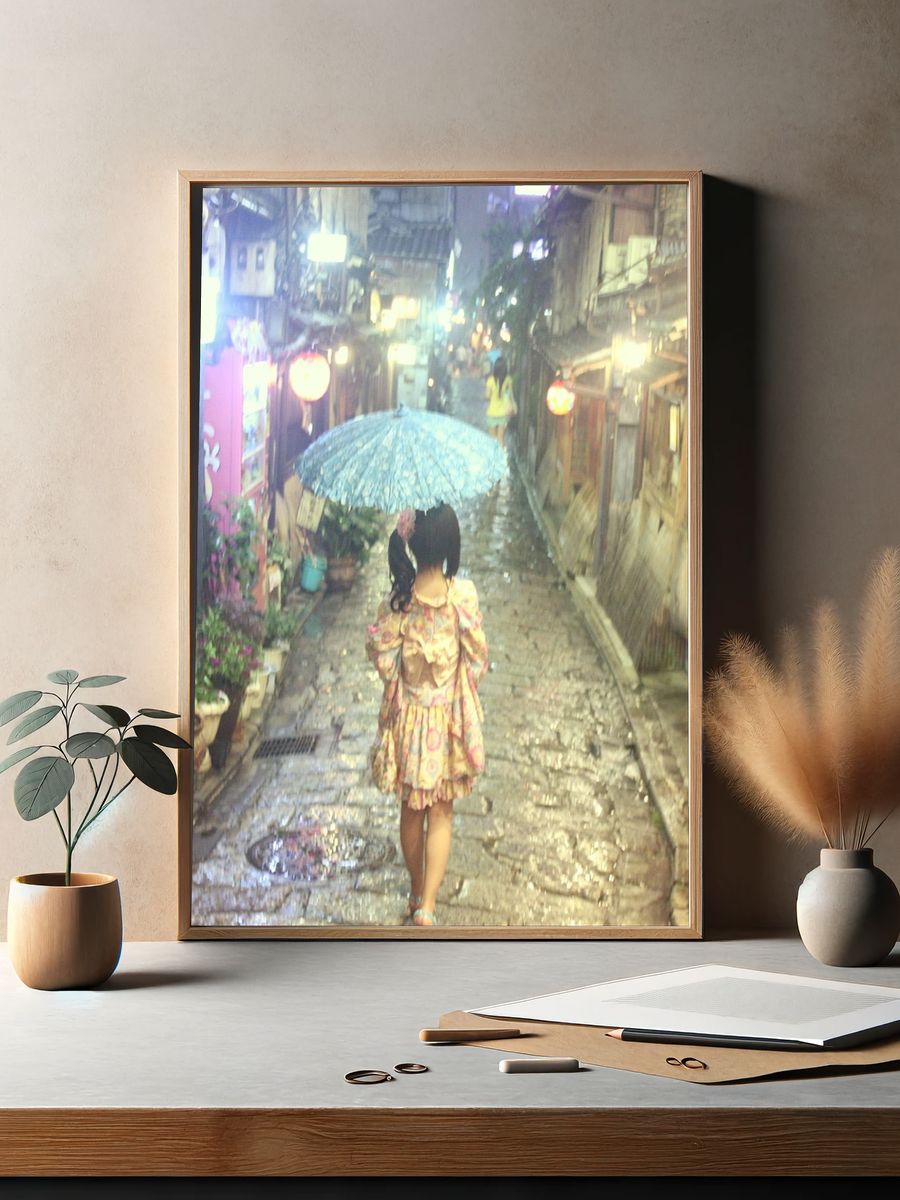 Rainy Alley Girl Photography Poster. — room view 2