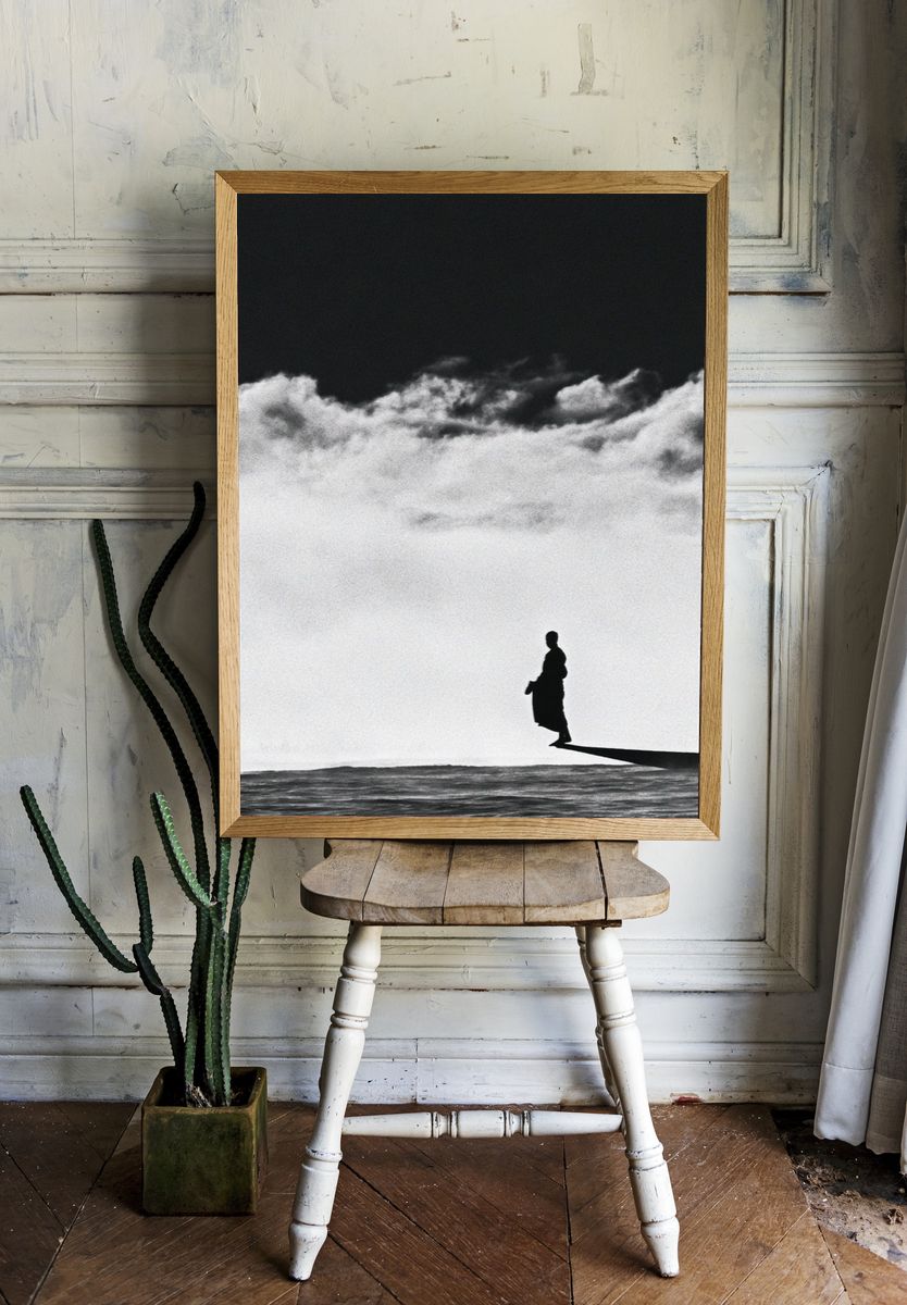 Solitary Figure in Clouds Photography Poster. room preview