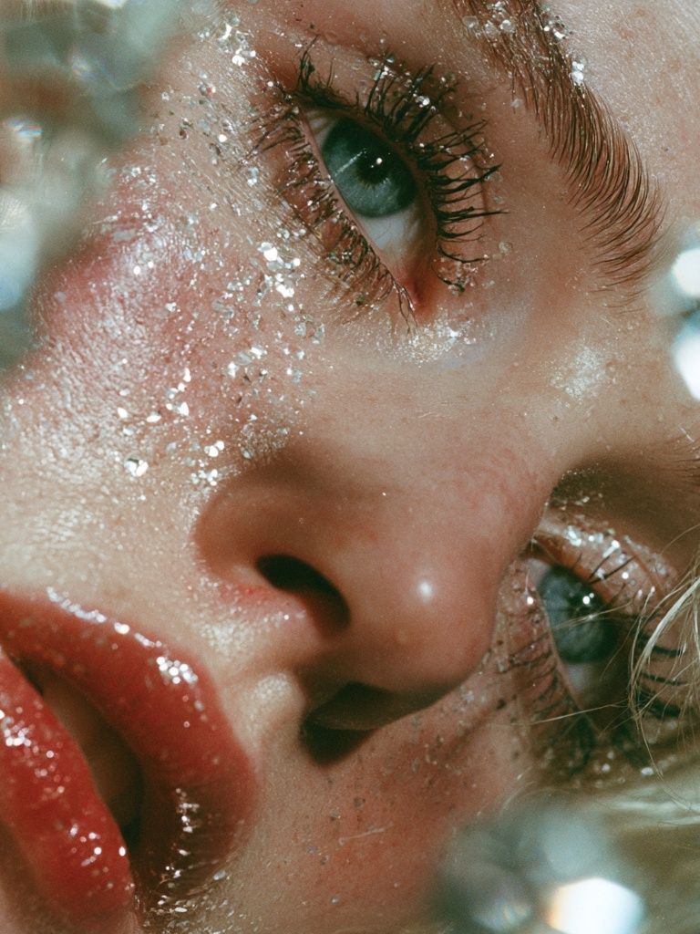 Glittered Face Close-Up Photography Poster. poster detail