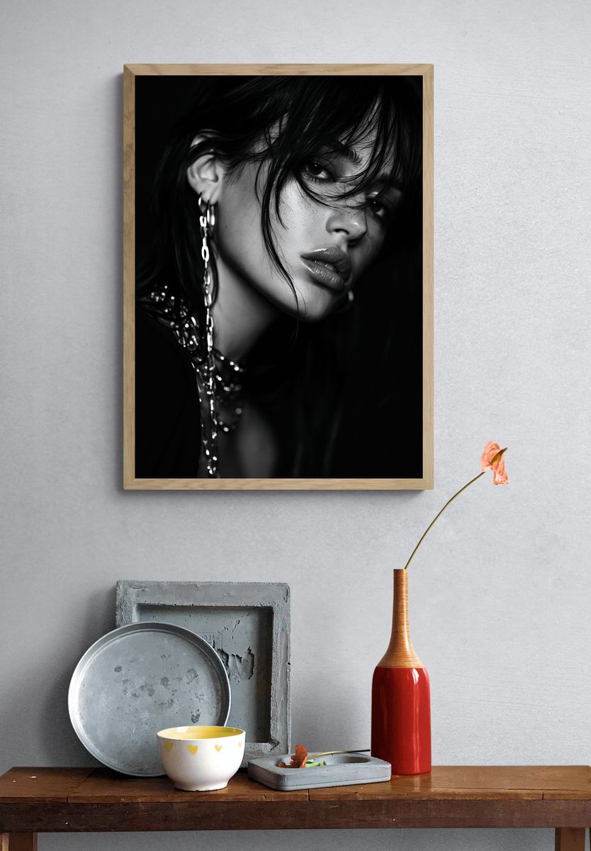 Moody Monochrome Portrait Print. — room view 3