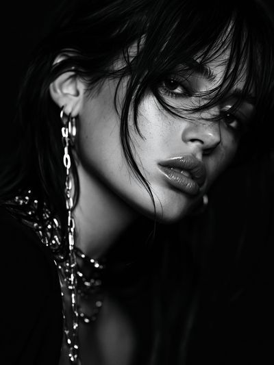 Moody Monochrome Portrait Print. poster
