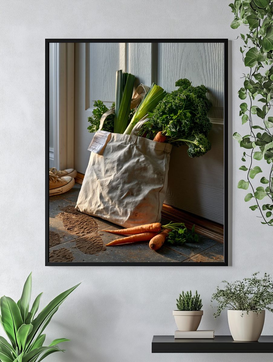 Rustic Vegetable Tote Photography Poster. — room view 4