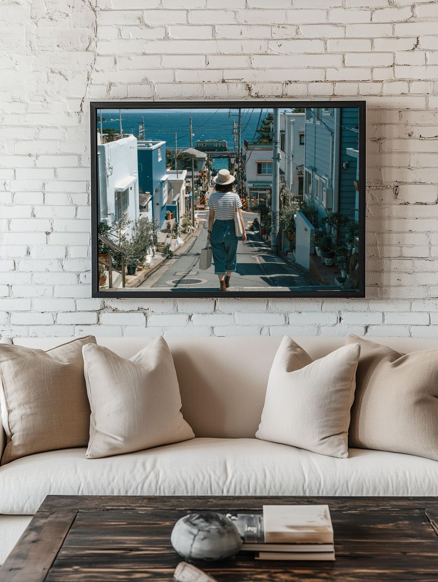 Coastal Street Walk Photography Poster. room preview
