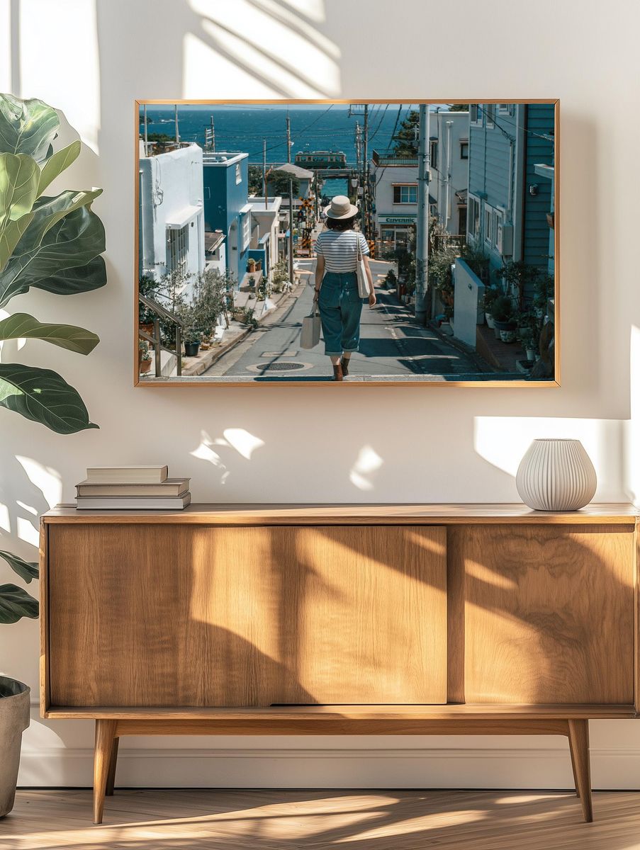 Coastal Street Walk Photography Poster. — room view 3