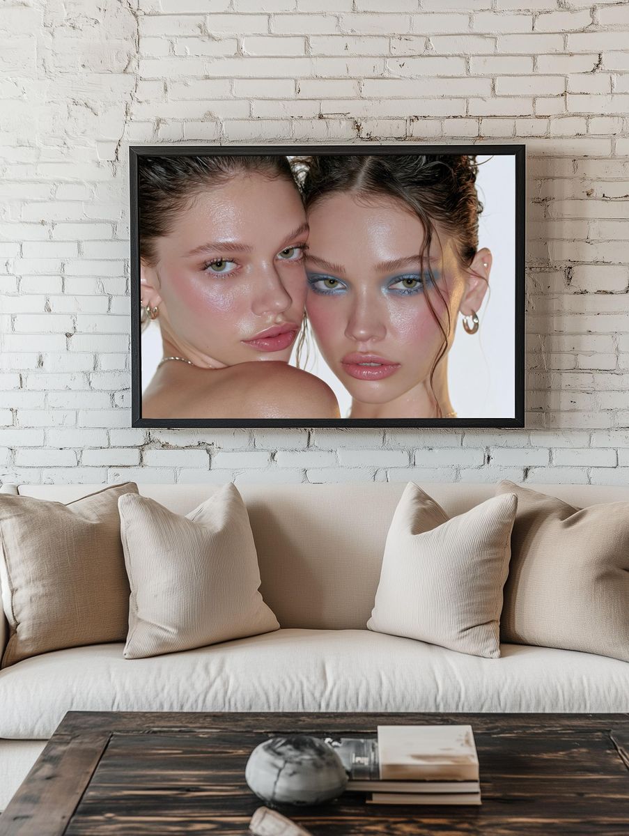 Editorial Twin Portrait Print. room preview