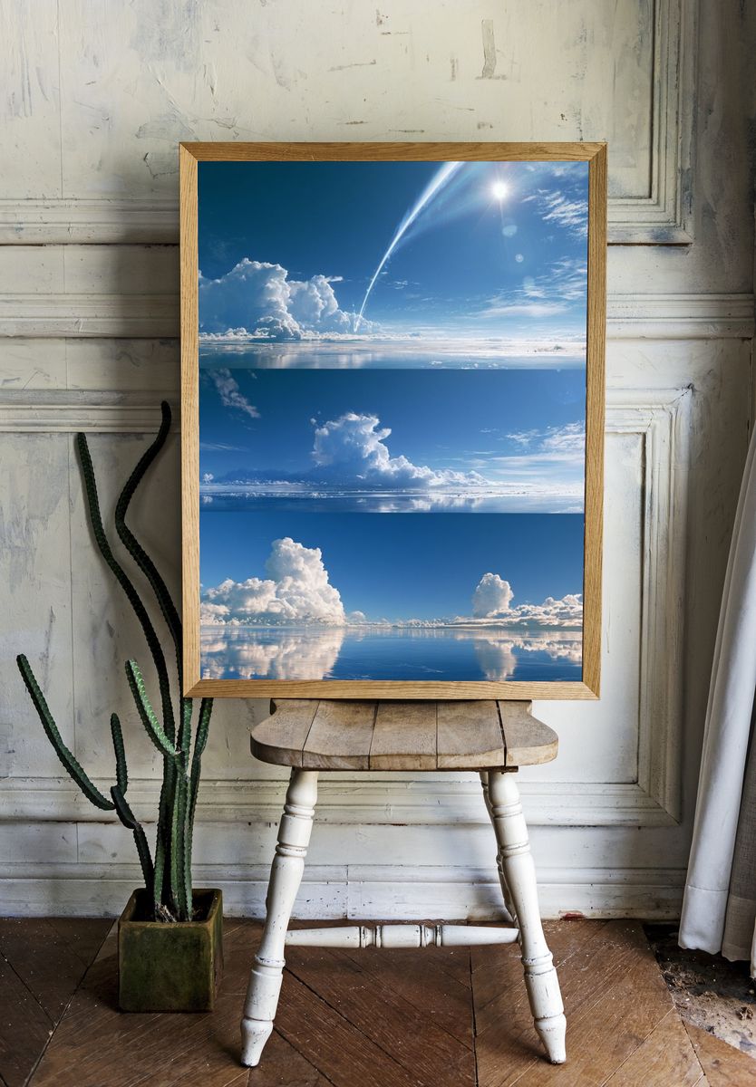 Blue Sky Cloudscape Photography Poster. room preview