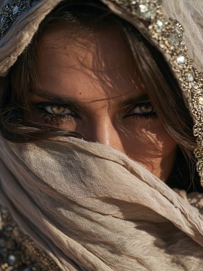 Veiled Gaze Portrait Print. poster